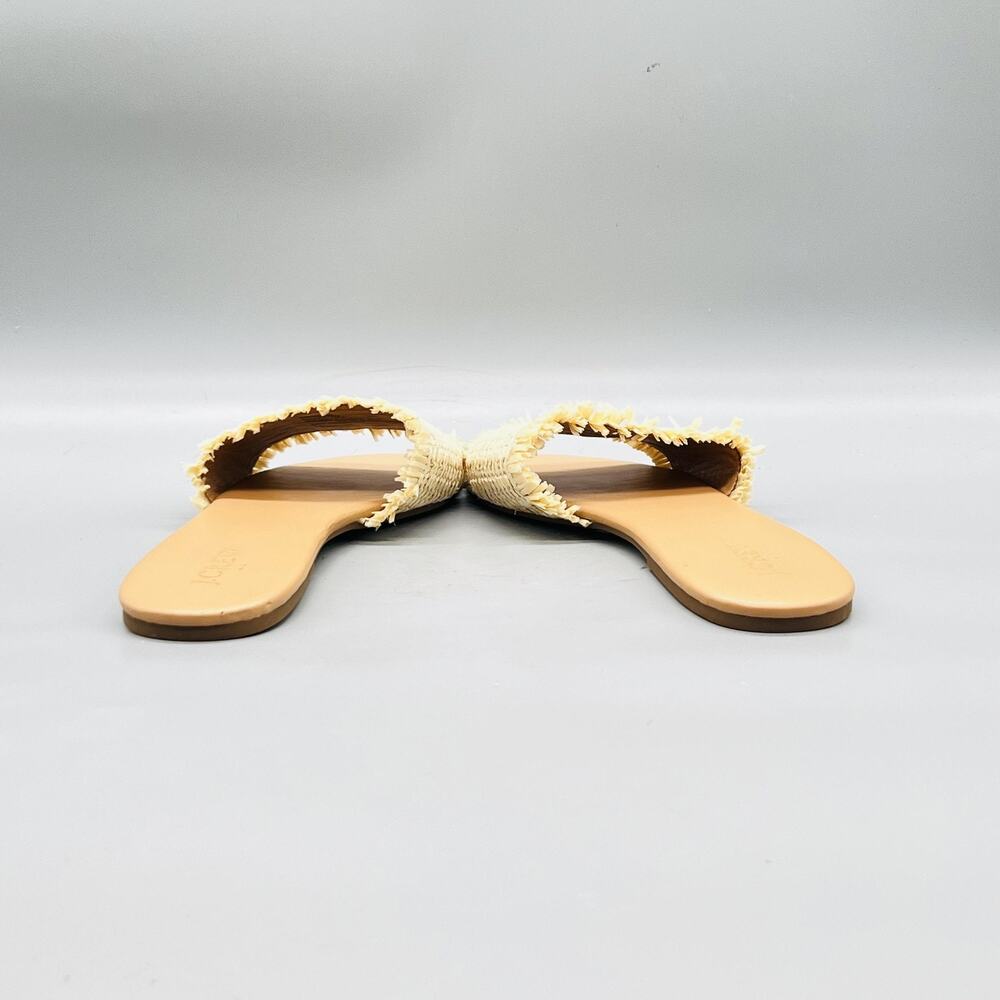 J Crew Sandals Womens 9.5 Beige Synthetic Raffia Fringe Slide Flat Casual Shoes - Picture 6 of 10